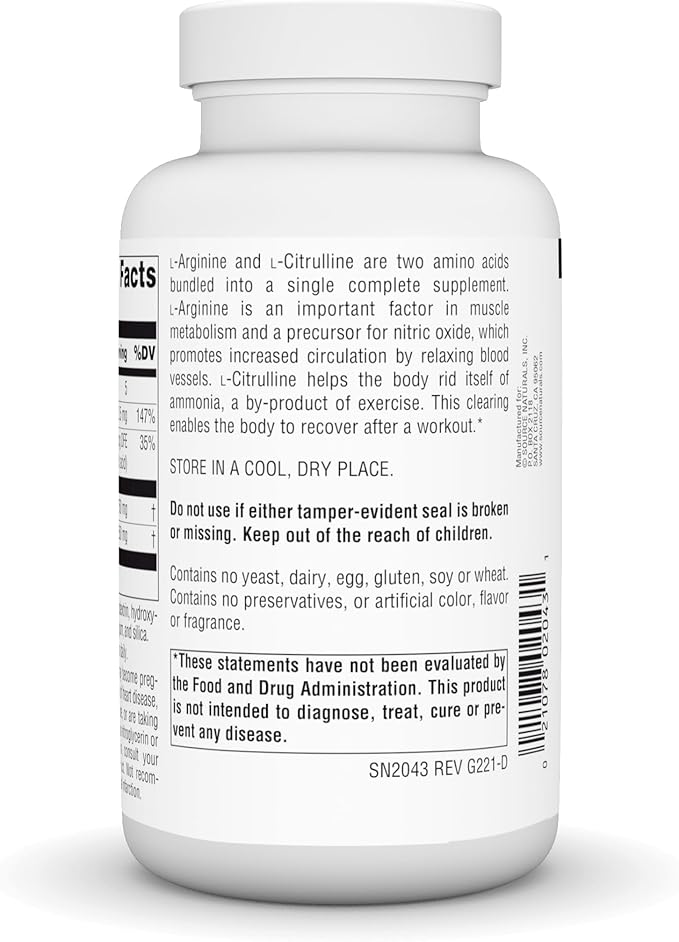 Source Naturals L-Arginine L-Citrulline Complex, 120 1000 mg