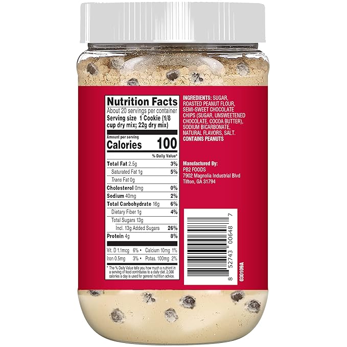 PB2 Pantry Chocolate Chip Cookie and Brownie Mix, Gluten Free, Non-GMO, 4g Protein Per Cookie, Vegan (2 Jars - 16 Oz Each)