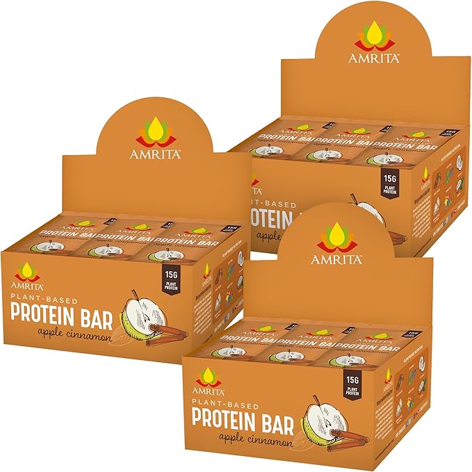 AMRITA Apple Cinnamon Vegan Protein Bars, 15g Plant