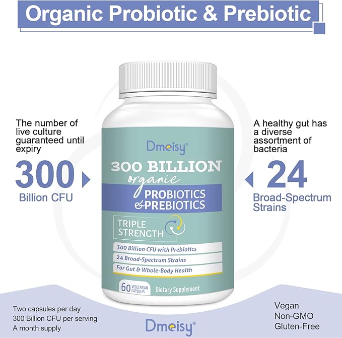 300 Billion CFU Probiotics for Women 24 Strains 15 Organic 120 Capsules
