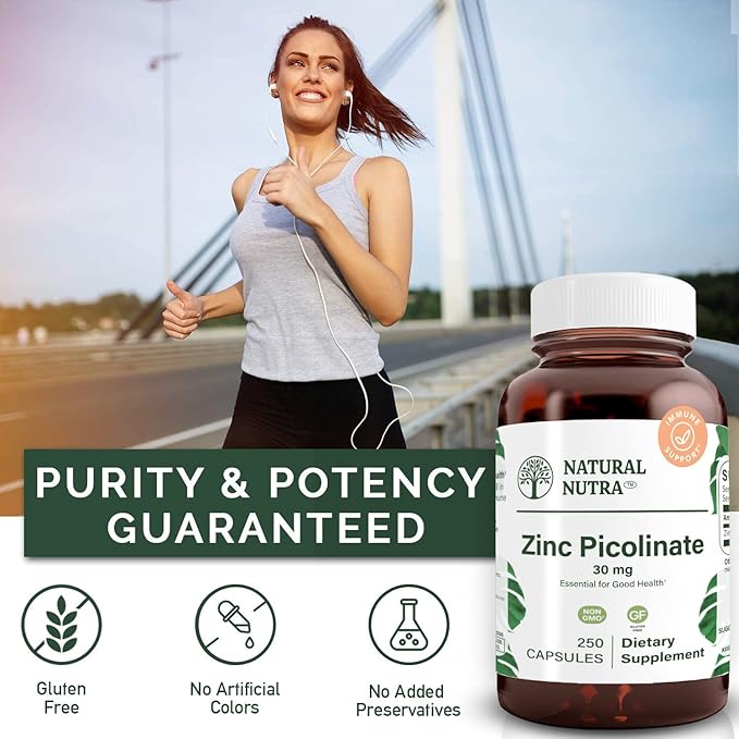 Natural Nutra Zinc Picolinate 30 mg, 250 Capsules (2 Pack)