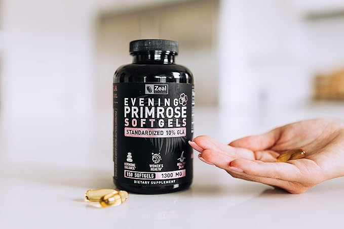 Evening Primrose Oil Capsules (150 Liquid Softgels 1300mg) Premium 10% GLA