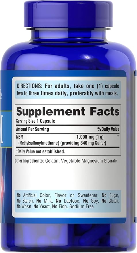Puritan's Pride Joint Support Formula MSM 1000 mg, 120 Count