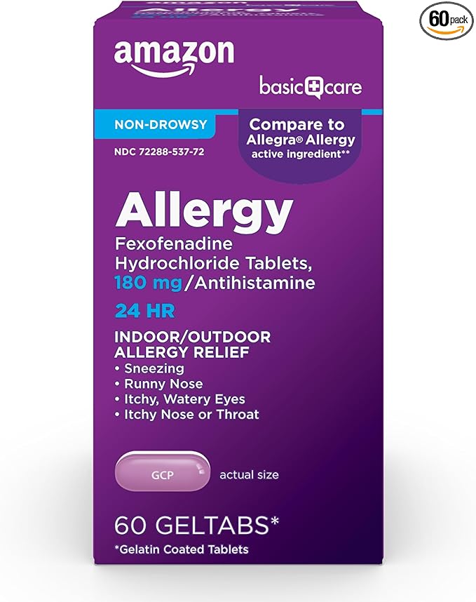 Amazon Basic Care, 24 Hour Allergy 180 mg, 60 Count