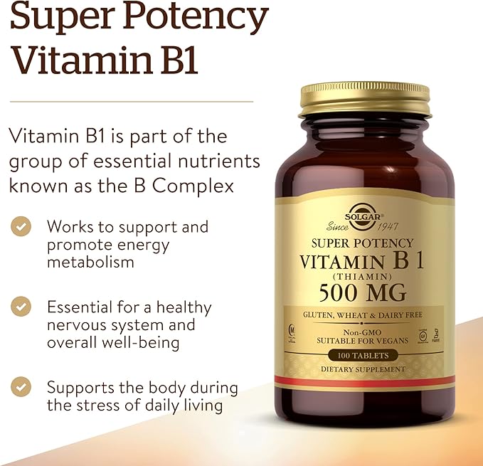 Solgar Vitamin B1 (Thiamin) 500 mg, 100 Tablets 100 Servings