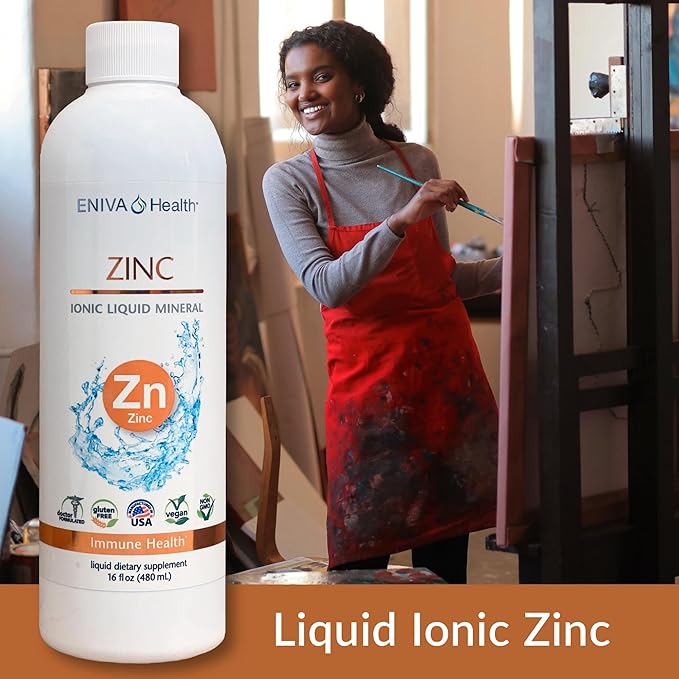 Eniva Health Liquid Ionic Zinc Supplement (16oz) Immune Health, Vision, Skin. Doctor Formulated. NO Calories. NO Sugar. Perfect for Low-Carb, Keto & Flu. by