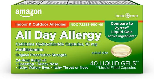 Amazon Basic Care All Day Allergy 24 Hour 10 mg, 40 Count
