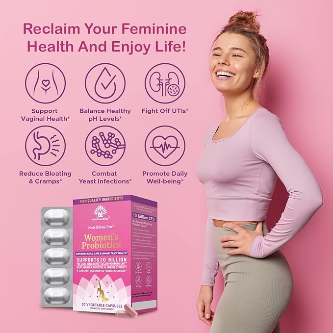 NutriCelebrity NutriFlora-Pro Probiotics for Women 10 Billion 6 Strains (30 Caps)