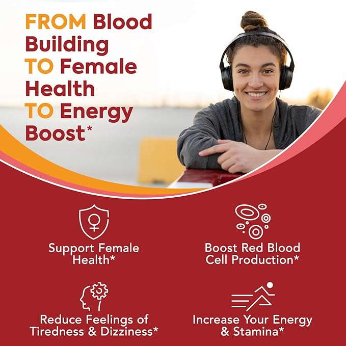 Iron Supplement, Iron Bisglycinate with Folate, B6, B12, B12, 5-in-1 5-in-1 Blood 60 Capsules