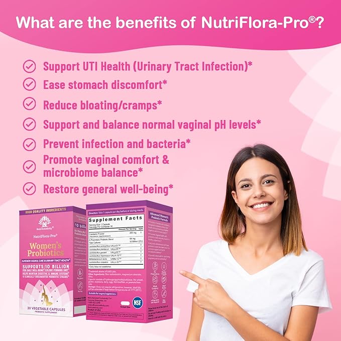 NutriCelebrity NutriFlora-Pro Probiotics for Women 10 Billion 6 Strains (30 Caps)
