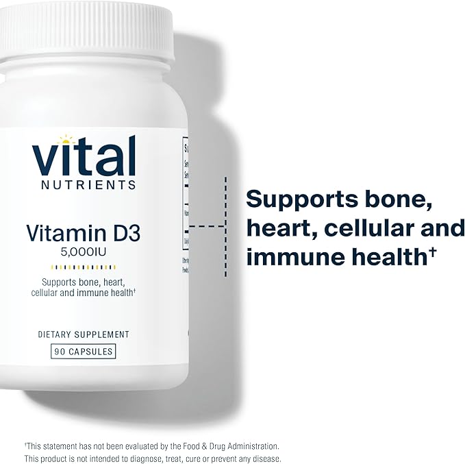 Vital Nutrients Vitamin D 5000 IU D3 Supplement 90 Capsules