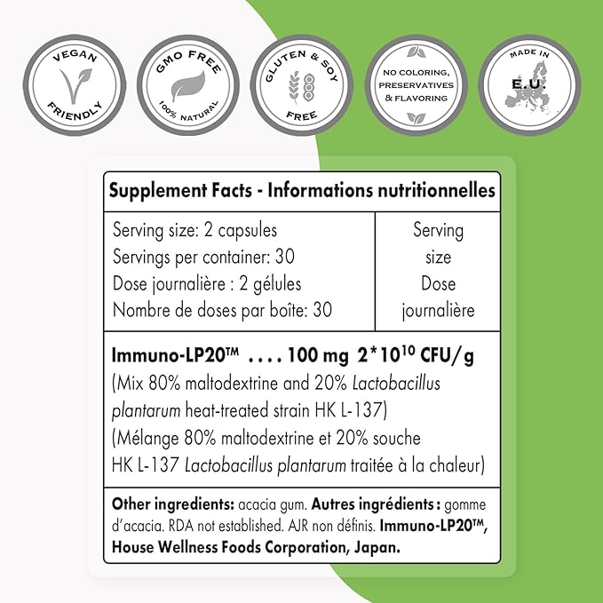 Supersmart - Lactobacillus Plantarum PostBiotic 20 (Immuno-LP20) - 60 Vegetarian