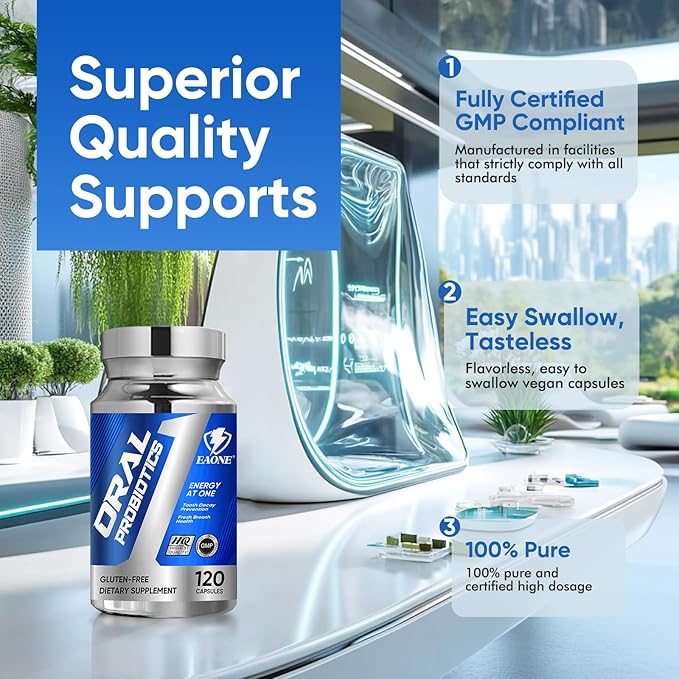 120 Capsules Oral Probiotics, Enhanced Super Digestive Enzymes & Probiotics-Oral Gut Dual Support-8 Strains 22 Billion CFUs-Bad Breath Treatment for Adults -Probiotics for Women and Men