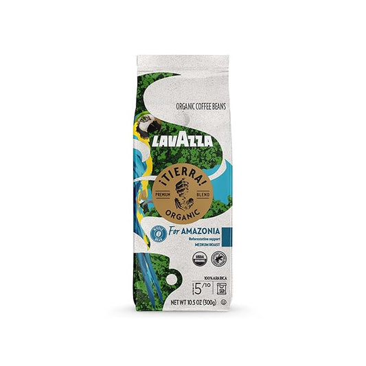 Lavazza, ¡Tierra Organic Amazonia Whole Bean Coffee Medium Roast 10.5 Oz Bag, Balanced and Aromatic Fruity and floral notes - Packaging May Vary