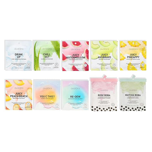 Avatara Sheet Mask Set, Facial Mask 10, Face 10 Pack