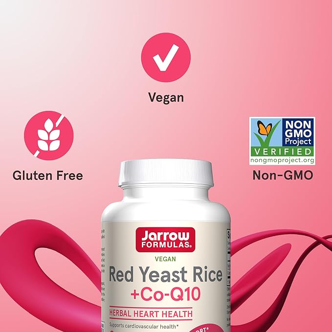 Jarrow Formulas Red Yeast Rice 1200 Co-Q10 100 100 mg 120 Veggie 60 Servings
