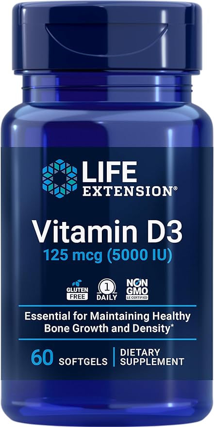 Life Extension DHEA 25mg Hormone Balance D3 5000IU 5000IU Bone 100 Capsules 60 Softgels
