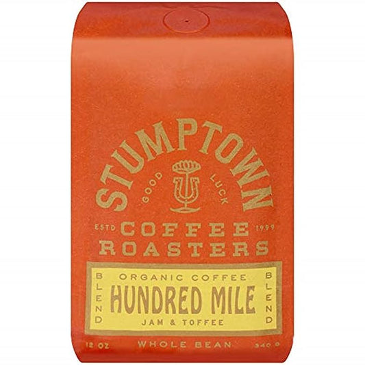 Stumptown Coffee Roasters, Medium Roast Organic Whole Bean Coffee - Hundred Mile 12 Ounce Bag with Flavor Notes of Jam and Toffee