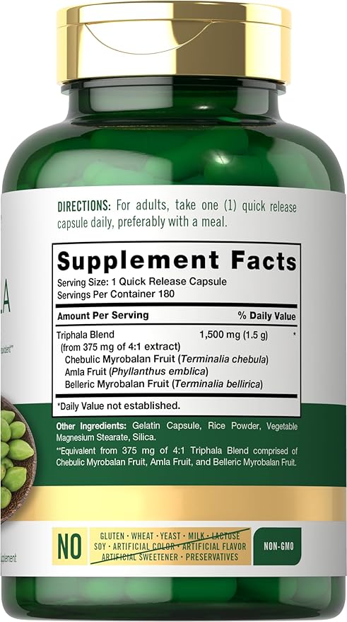 Carlyle Triphala Capsules 1500mg | 180 Count