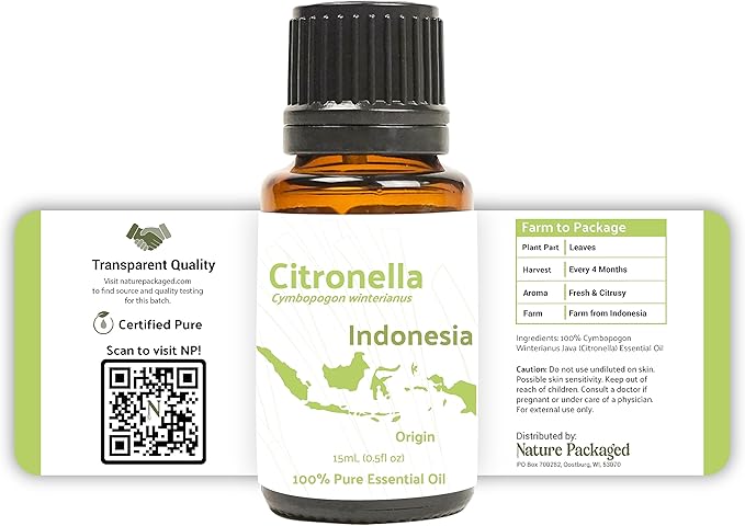 Citronella Essential Oil - Direct from Central Java, Indonesia - Pure Essential Oil for Diffusers and Aromatherapy | 100% Pure Therapeutic Grade (25LBS)