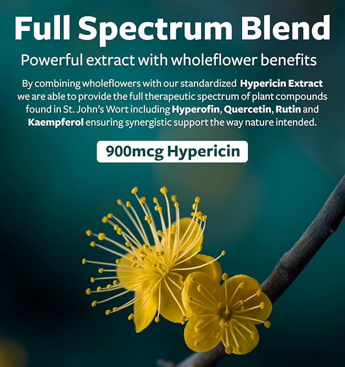 St. John's Wort 60 Capsules 900mcg Hypericin 500mg Per