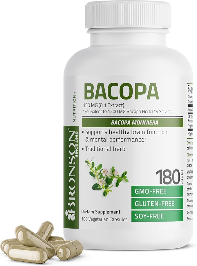 Bronson Bacopa (1200mg Equivalent from 8:1 180 Vegetarian