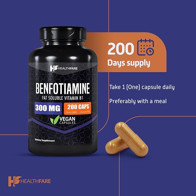 Benfotiamine 300mg | 200 Capsules | B1 | (2-Pack)