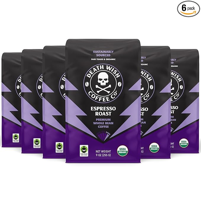 Death Wish Coffee, Espresso Roast Whole Bean (9 oz, 6 pack)