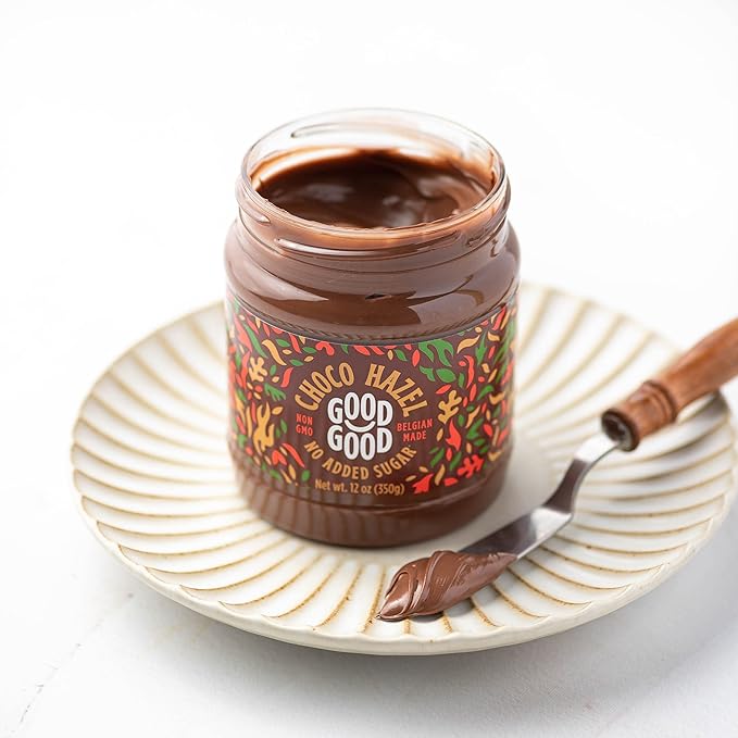 GOOD GOOD No Added Sugar Belgian Choco Hazel Spread - Chocolate Spread with Natural Sweeteners - Gluten Free - Vegetarian Friendly - 12oz / 350g (Pack of 2)