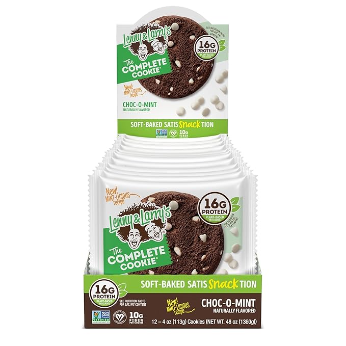 Lenny & Larry's The Complete Cookie, Choc-O-Mint, Soft Baked, 16g Plant Protein, Vegan, Non-GMO, 4 Ounce Cookie (Pack of 12)