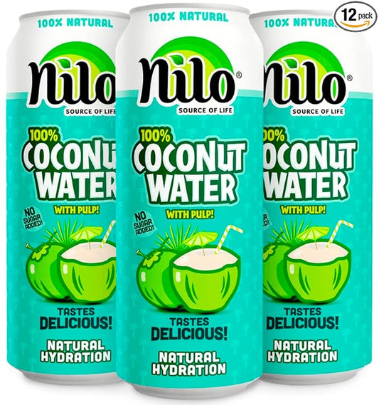 NILO 100% Pure Coconut Water | Naturally Hydrating Electrolyte Drink | Smart Alternative to Coffee, Soda, and Sports Drinks (Pack of 12) 10.8 Ounce