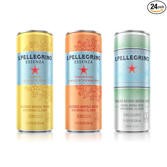 S.Pellegrino Essenza Variety Pack - Lemon, Wild Strawberry, Original (unflavored),11.15 Fl. Oz (Pack of 24)