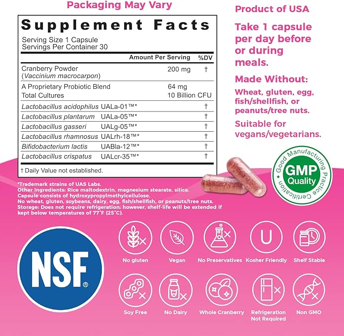 NutriCelebrity NutriFlora-Pro Probiotics for Women 10 Billion 6 Strains (30 Caps)