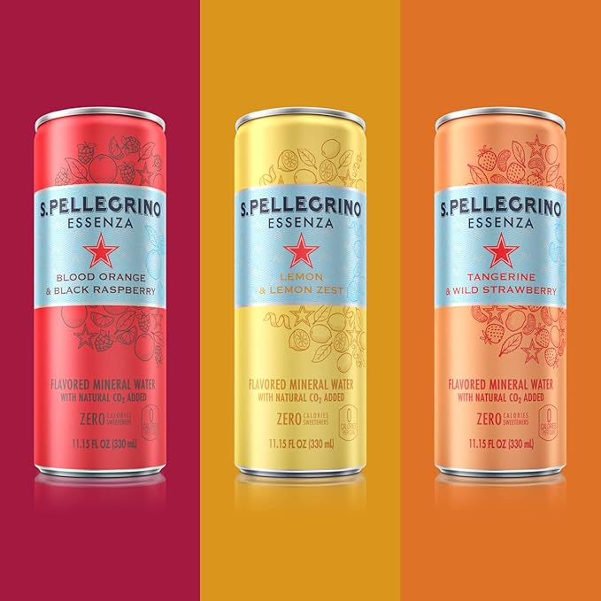 S.Pellegrino Essenza Variety Pack - Blood Orange, Lemon, Wild Strawberry,11.15 Fl. Oz (Pack of 24)