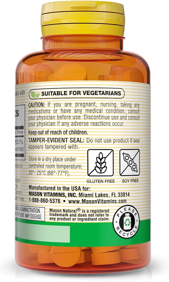 MASON NATURAL, Vitamin B-1 Thiamine Tablets, 250 Mg, 100-Count Bottle,