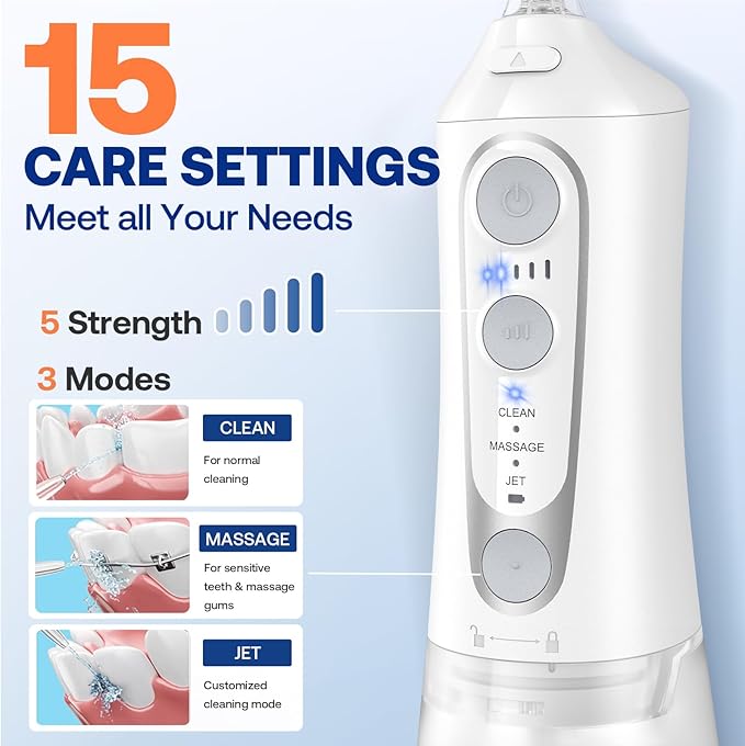 Bitvae C6 Water Dental Flosser IPX7 Waterproof 3 Modes 5 intensities,
