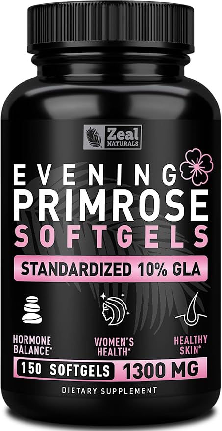Evening Primrose Oil Capsules (150 Liquid Softgels 1300mg) Premium 10% GLA