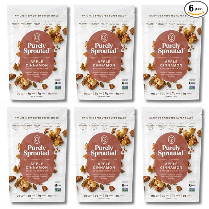Purely Sprouted Apple Cinnamon Snack Mix: (4 oz, 6 pack)