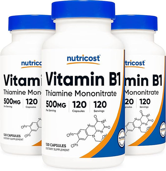 Nutricost Vitamin B1 (Thiamin) 500mg, 120 (3 Bottles)