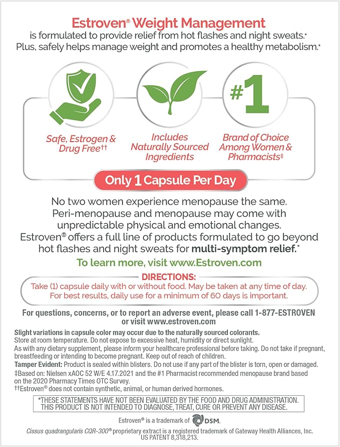 Estroven Weight Management for Menopause Relief 30 Ct.