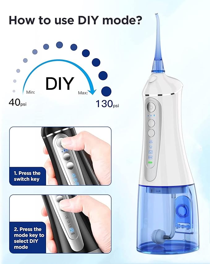 Water Dental Flosser Cordless for Teeth Cleaner,4 Modes 5 Jet IPX7 Waterproof,Portable