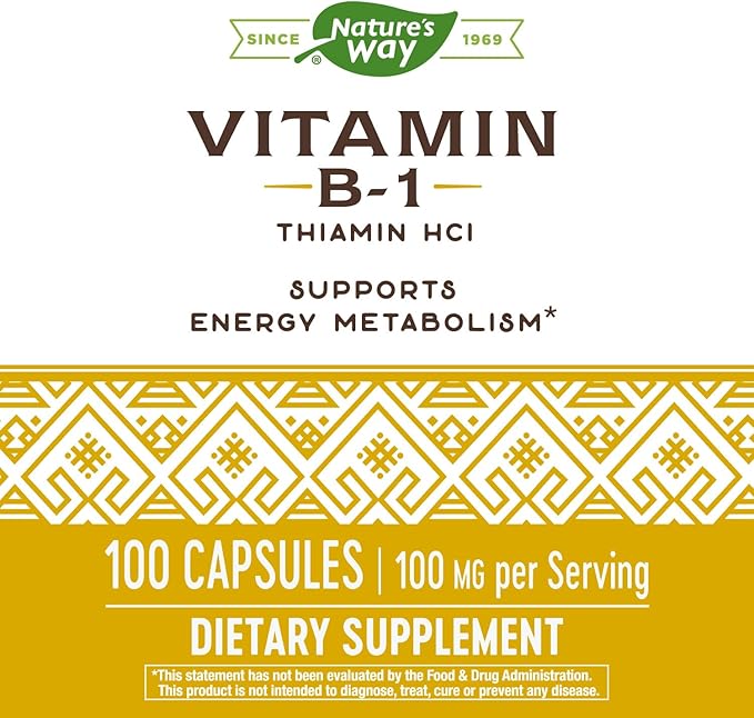 Nature's Way Vitamin B-1 100 mg 100 Capsules