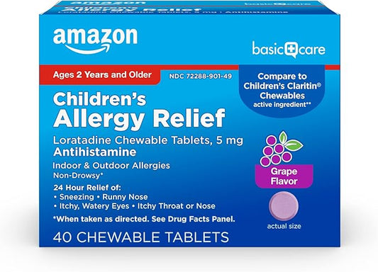 Amazon Basic Care Children's Allergy Relief, 5 mg, 24 Hour 40 Count