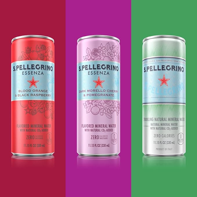 S.Pellegrino Essenza Variety Pack - Blood Orange, Dark Morello Cherry, Original (unflavored),11.15 Fl. Oz (Pack of 24)