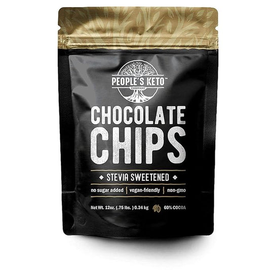 Sugar Free Large Chocolate Chips, Stevia Sweetened, 12 oz. Value Size, Non-GMO, Vegan, Keto, Low Carb, 60% Cocoa, All Natural, Baking Chips, Gluten Free, No Sugar Added (1 Pack)