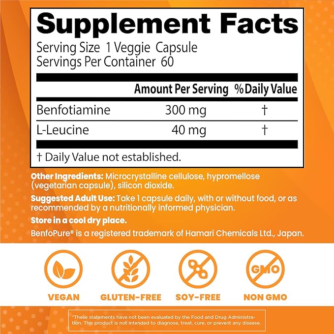 Doctor's Best Benfotiamine 300 with BenfoPure, 300 mg, 60 Veggie