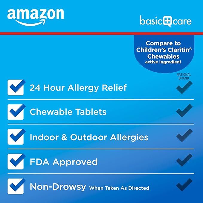 Amazon Basic Care Children's Allergy Relief, 5 mg, 24 Hour 40 Count