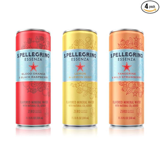S.Pellegrino Essenza Variety Pack - Blood Orange, Lemon, Wild Strawberry,11.15 Fl. Oz (Pack of 24)