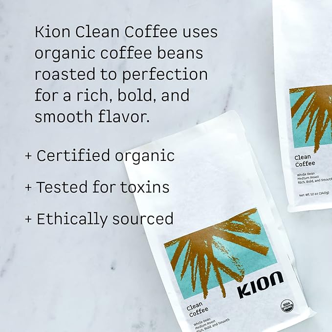 Kion Organic Ground Coffee, Tested for Toxins, Ethically Sourced, Rich, Bold, and Smooth, Medium Roast 12 Oz (1 Pack)