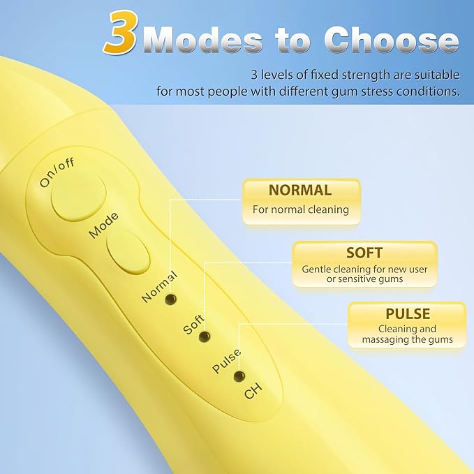 TOVENDOR Electric Water Flosser, Rechargeable Dental 3 Modes, 5 Tips (300ML, IPX7Waterproof IPX7Waterproof Waterflosser)